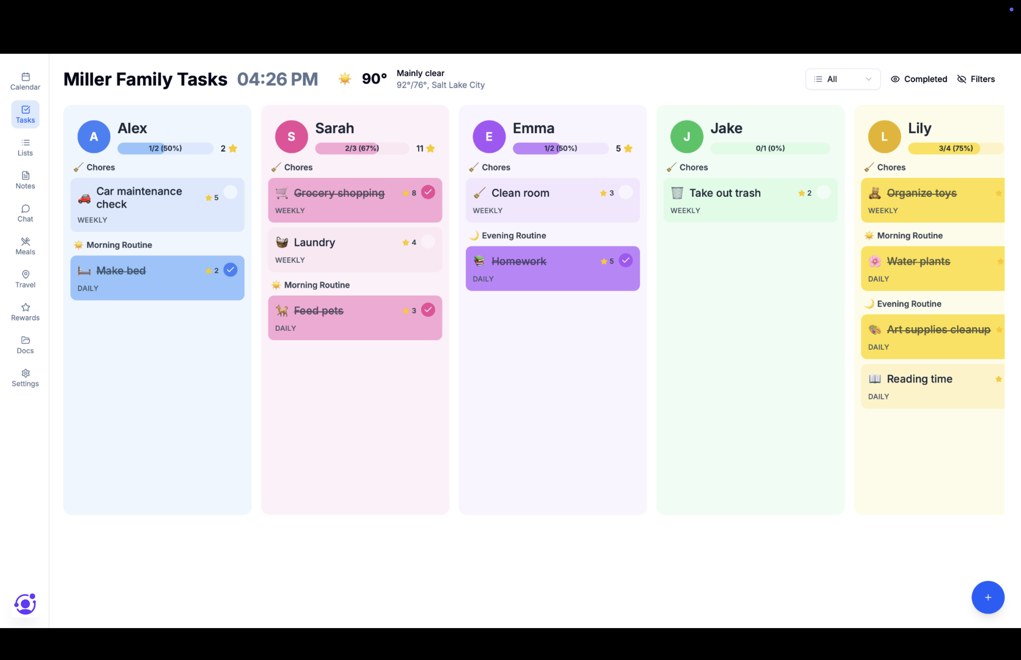 Circle workspace showing shared calendar and shared Notes